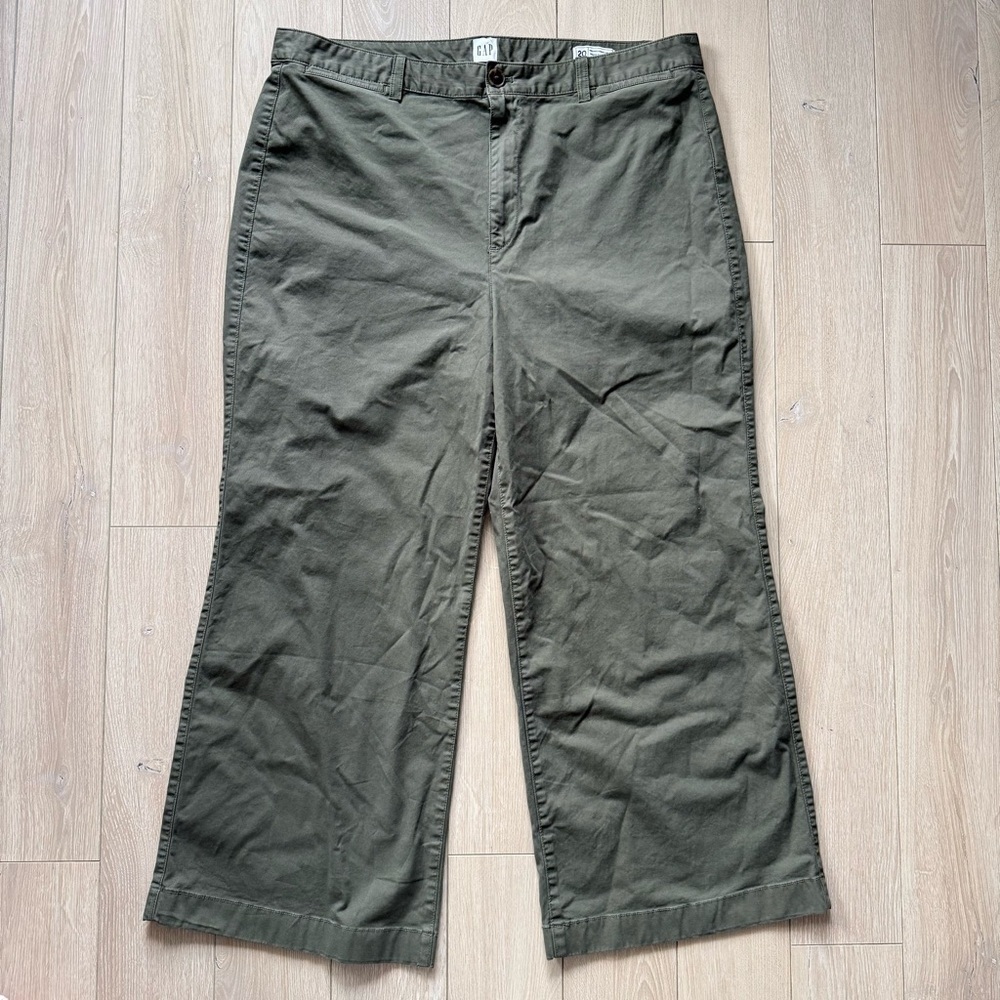 GAP High Rise Stride Ankle Wide Leg Pants in Olive Green Women’s Size 20